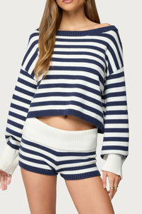 Willluxe® Striped Oversized Knit Sweater