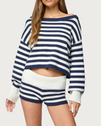 Willluxe® Striped Oversized Knit Sweater