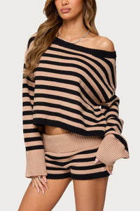 Willluxe® Striped Oversized Knit Sweater