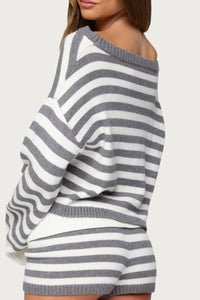 Willluxe® Striped Oversized Knit Sweater