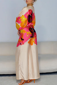 Willluxe® Fashion Print Satin 2 Piece Sets Women Casual Lantern Sleeve Off-Shoulder