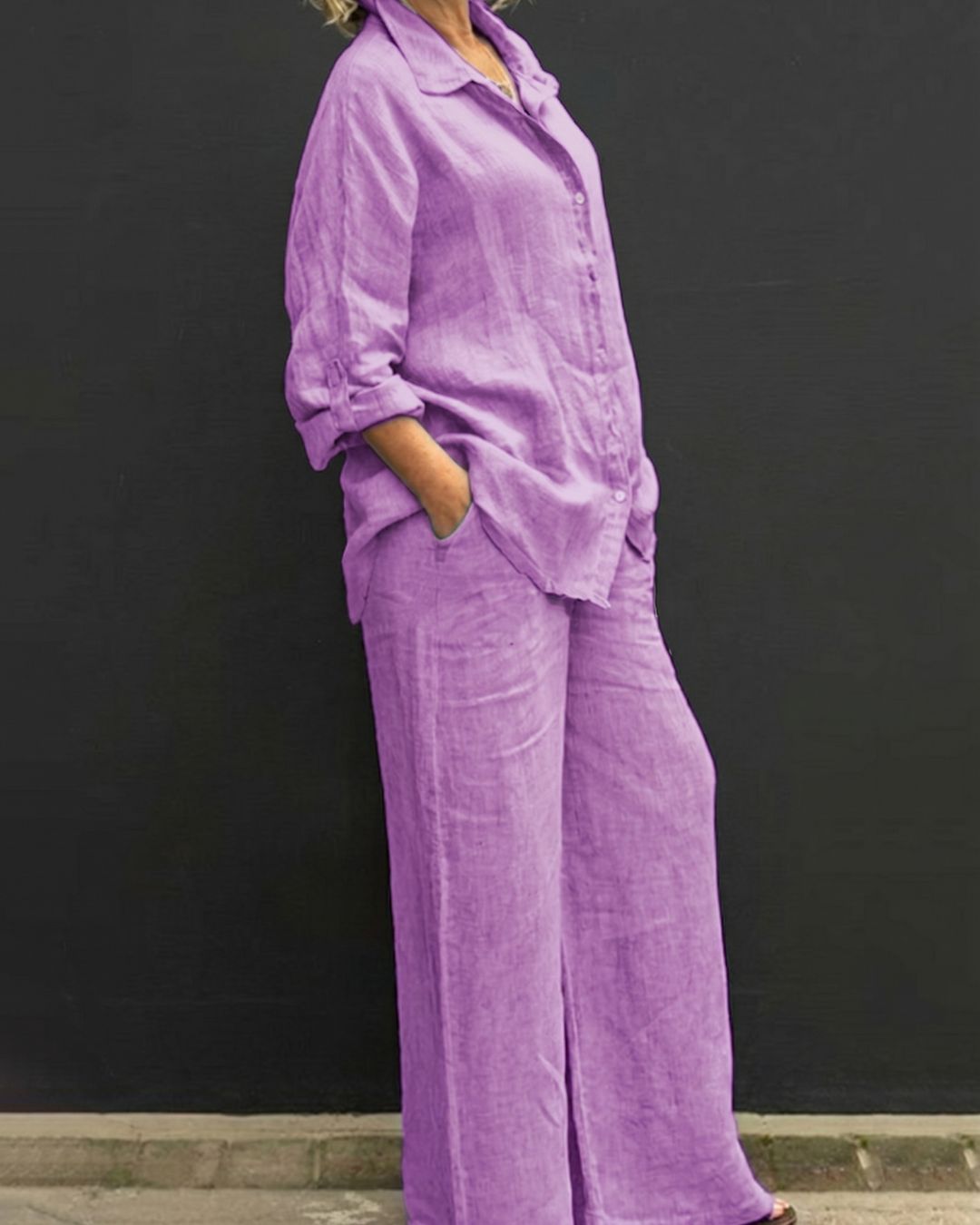 Willluxe® Casual Fashion Cozy Breathable Shirt & Wide Leg Pants Outfit