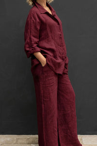 Willluxe® Casual Fashion Cozy Breathable Shirt & Wide Leg Pants Outfit