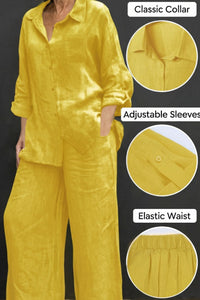 Willluxe® Casual Fashion Cozy Breathable Shirt & Wide Leg Pants Outfit