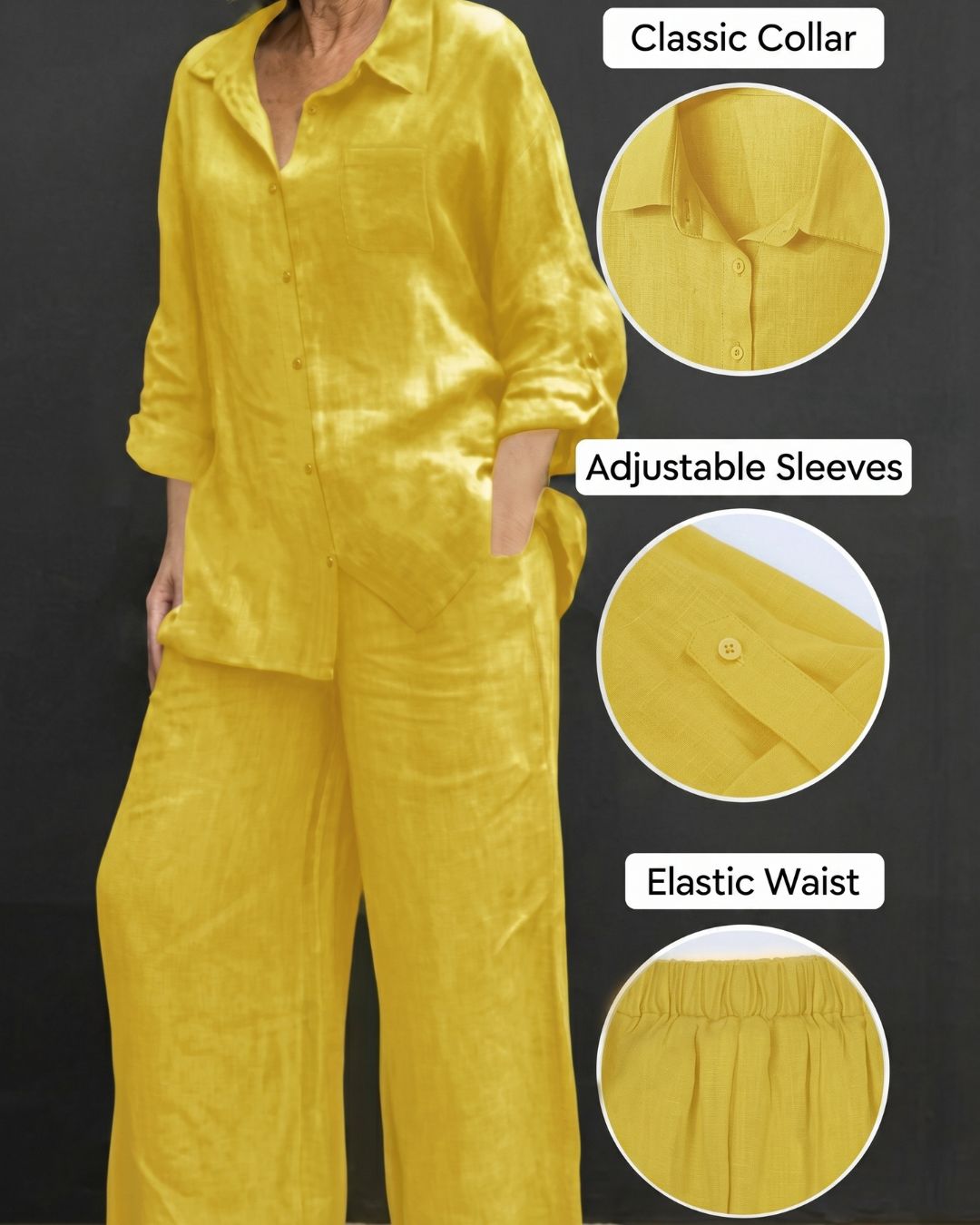 Willluxe® Casual Fashion Cozy Breathable Shirt & Wide Leg Pants Outfit