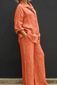 Willluxe® Casual Fashion Cozy Breathable Shirt & Wide Leg Pants Outfit