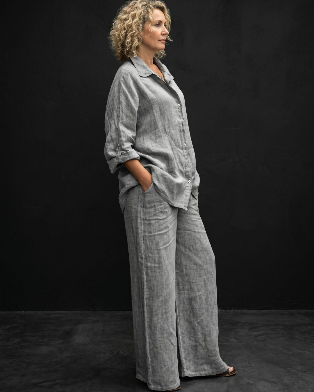 Willluxe® Casual Fashion Cozy Breathable Shirt & Wide Leg Pants Outfit