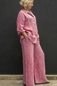 Willluxe® Casual Fashion Cozy Breathable Shirt & Wide Leg Pants Outfit