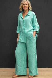 Willluxe® Casual Fashion Cozy Breathable Shirt & Wide Leg Pants Outfit