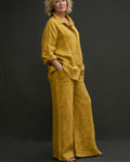 Willluxe® Casual Fashion Cozy Breathable Shirt & Wide Leg Pants Outfit