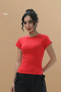Willluxe® Crew Neck Cotton Curvey T-shirt