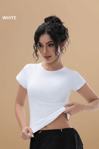 Willluxe® Crew Neck Cotton Curvey T-shirt