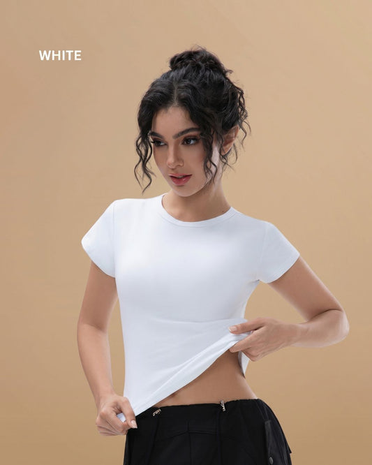 WILLLUXE® Crew Neck Cotton Curvey T-shirt
