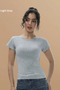 Willluxe® Crew Neck Cotton Curvey T-shirt