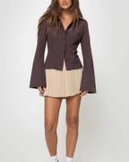 Willluxe® Princess Polly Anni fitted flare sleeve shirt