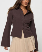 Willluxe® Princess Polly Anni fitted flare sleeve shirt
