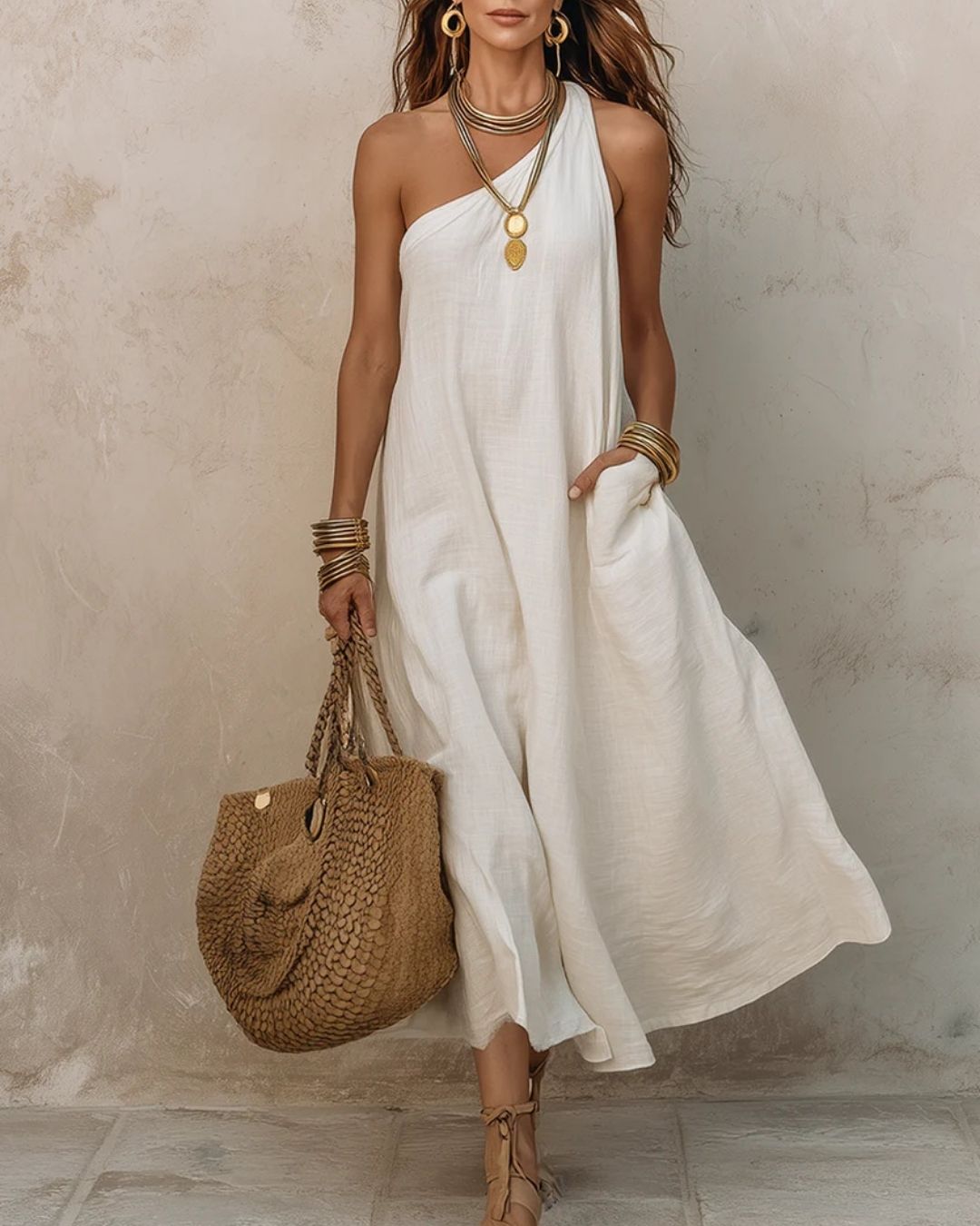 Willluxe® One-Shoulder Halter Maxi Dress