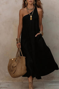 Willluxe® One-Shoulder Halter Maxi Dress