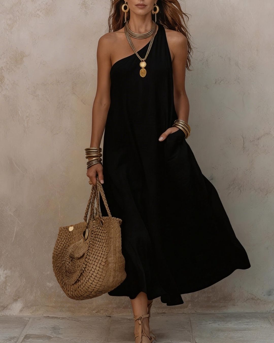 Willluxe® One-Shoulder Halter Maxi Dress