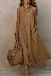 Willluxe® One-Shoulder Halter Maxi Dress