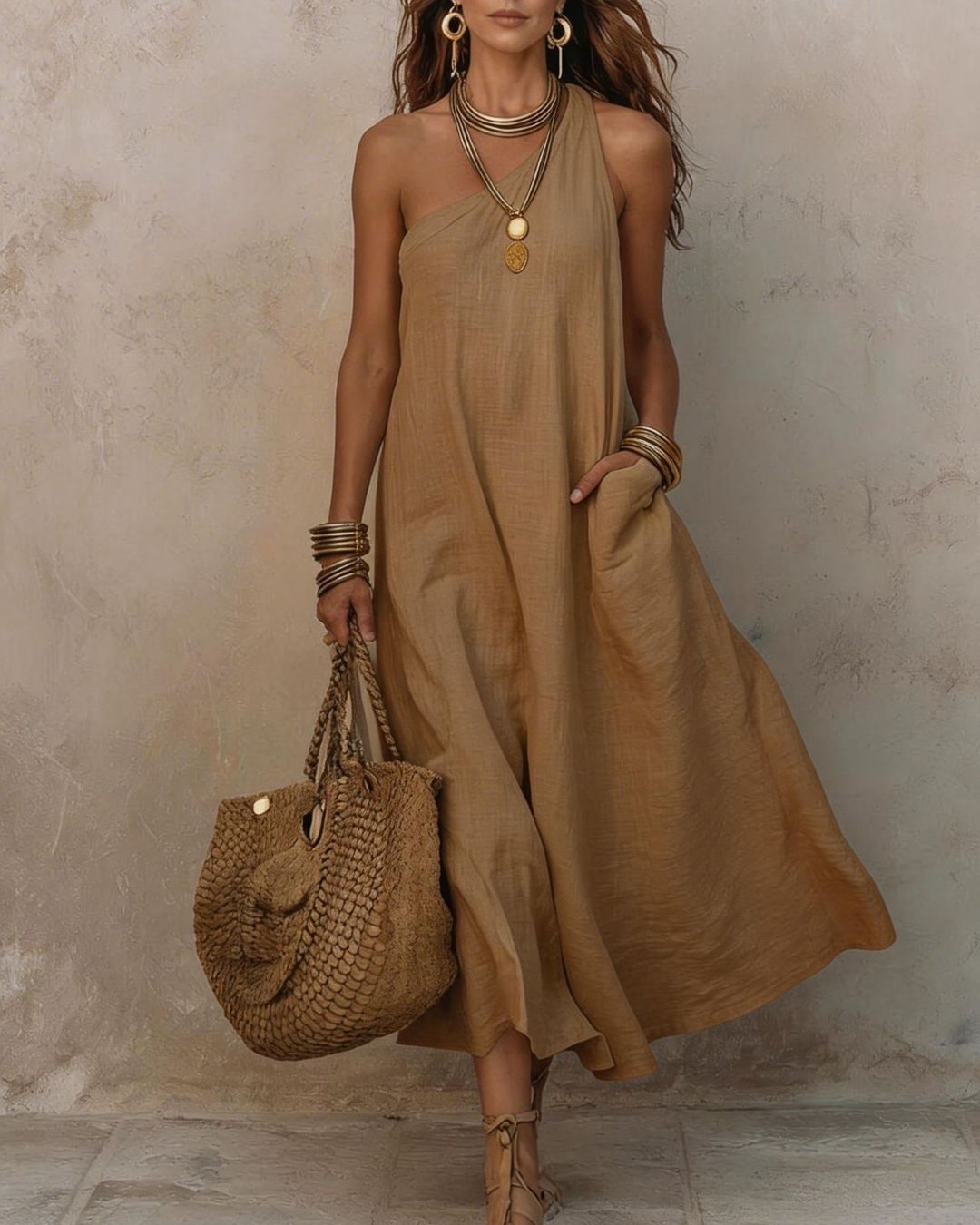 Willluxe® One-Shoulder Halter Maxi Dress