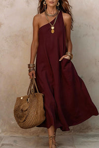Willluxe® One-Shoulder Halter Maxi Dress