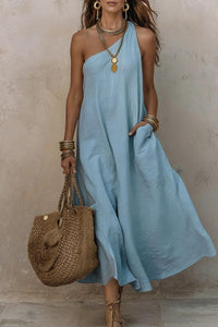 Willluxe® One-Shoulder Halter Maxi Dress