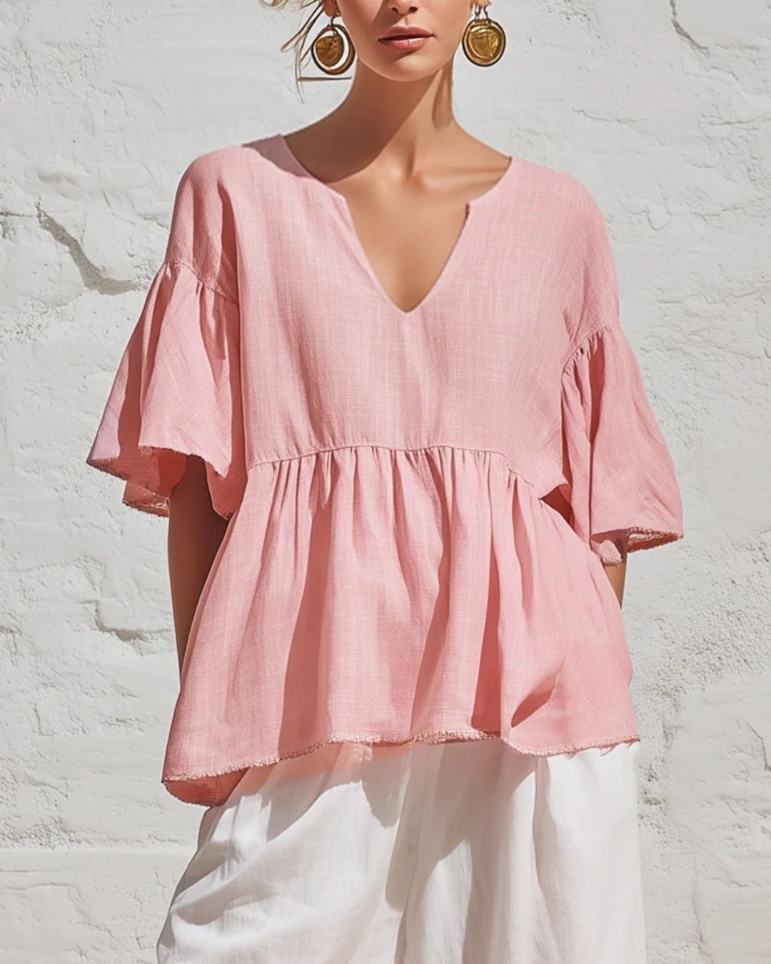 Willluxe® V-Neck Ruffle Top