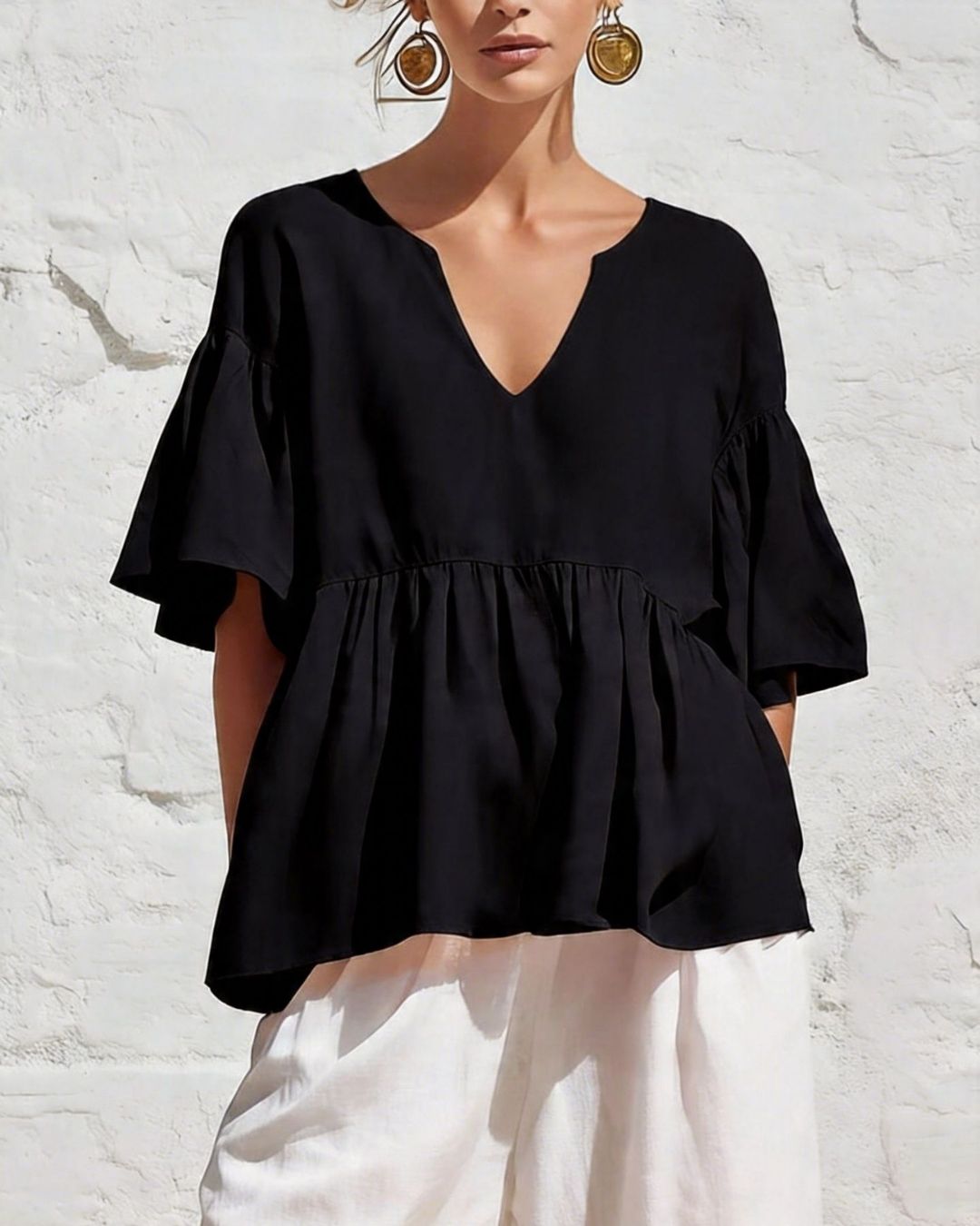 Willluxe® V-Neck Ruffle Top