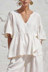 Willluxe® V-Neck Ruffle Top