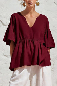 Willluxe® V-Neck Ruffle Top
