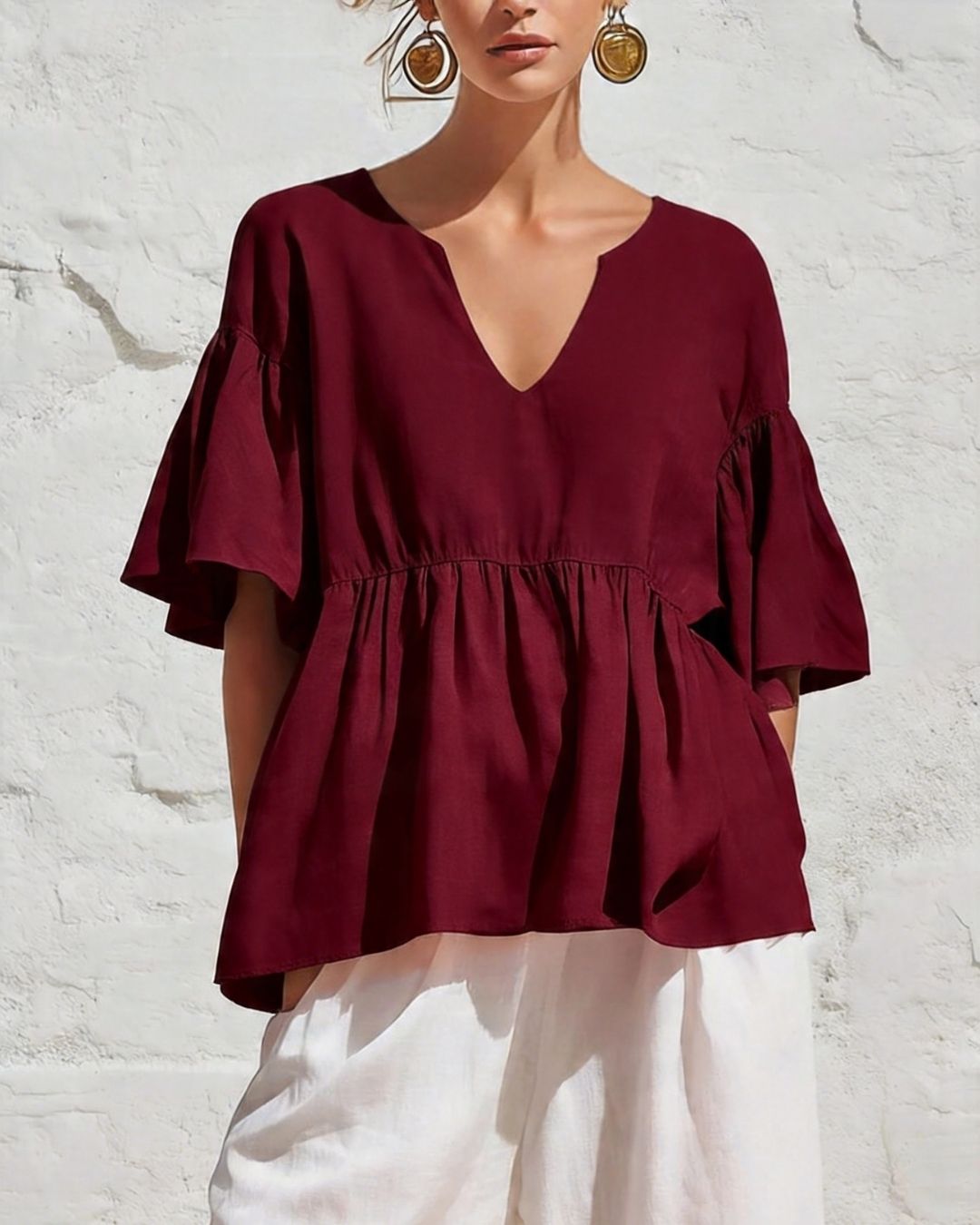 Willluxe® V-Neck Ruffle Top