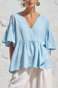 Willluxe® V-Neck Ruffle Top