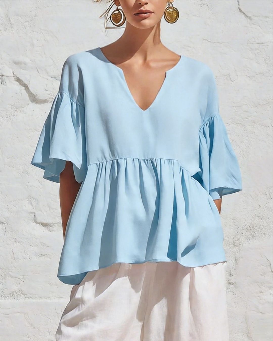 Willluxe® V-Neck Ruffle Top