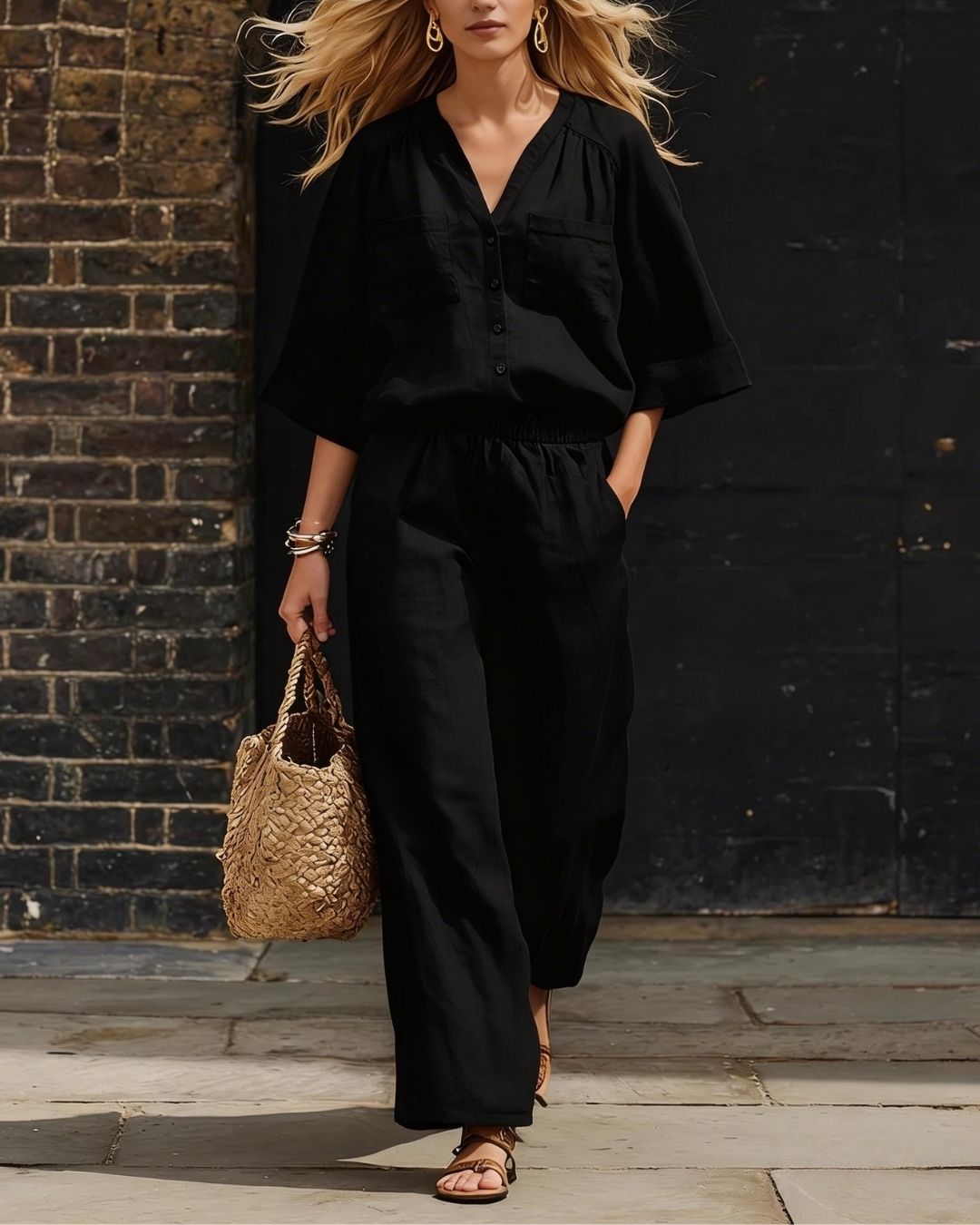 Willluxe® Relaxed Fit Two-Piece Set Breezy Minimalist Co-ord Elegant Outfit