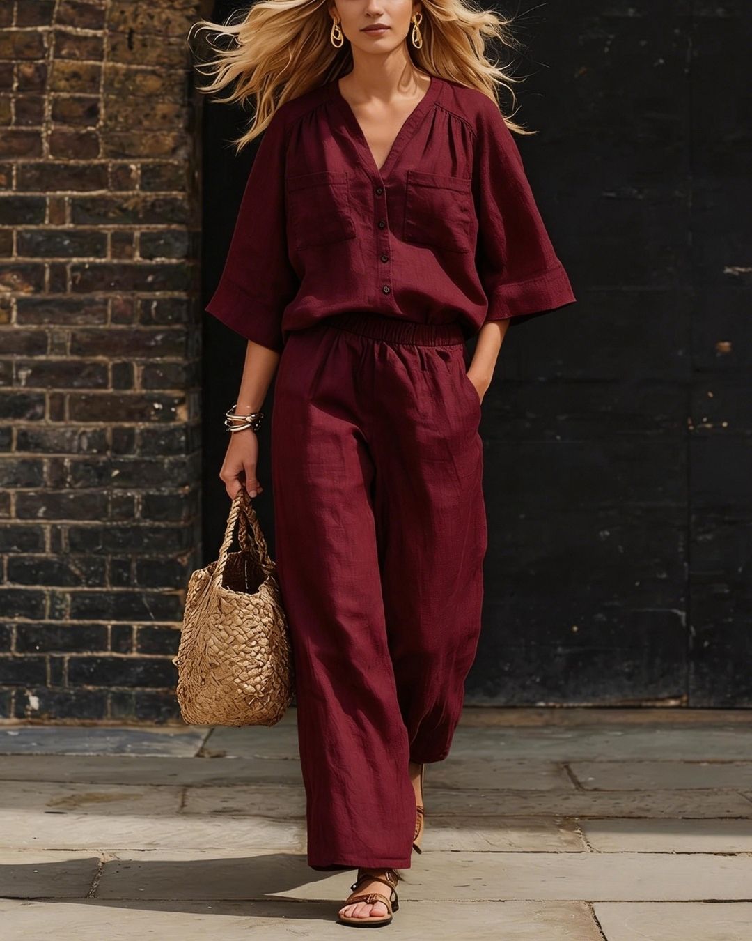 Willluxe® Relaxed Fit Two-Piece Set Breezy Minimalist Co-ord Elegant Outfit