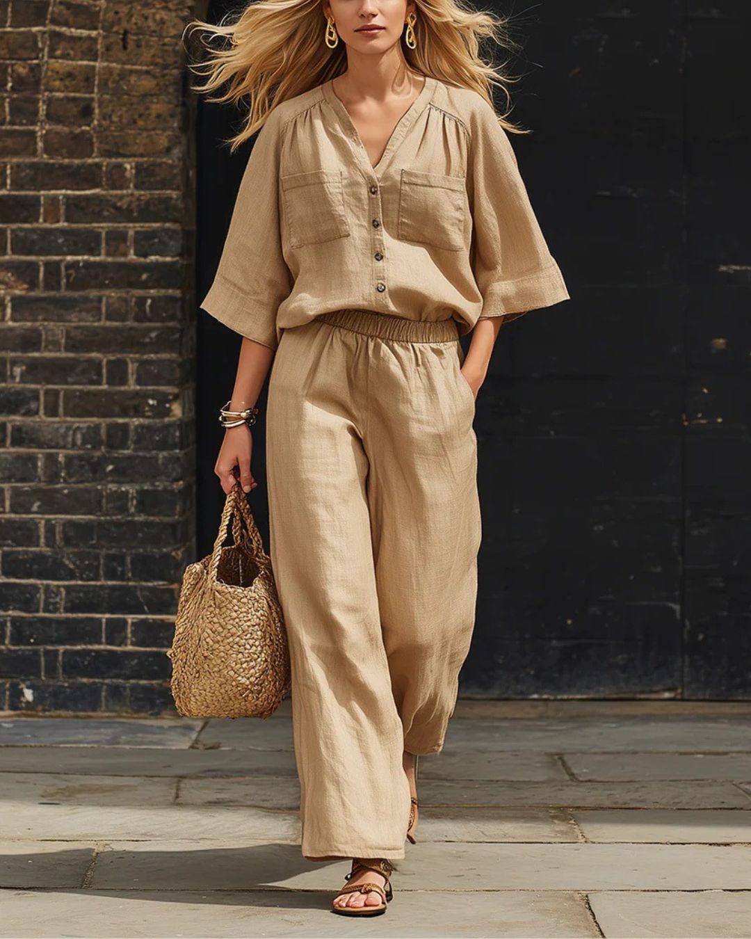 Willluxe® Relaxed Fit Two-Piece Set Breezy Minimalist Co-ord Elegant Outfit