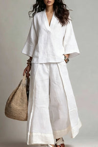 Willluxe® Boho Oasis Set Deep V Neck Tunic Palazzo Pants Resort Wear