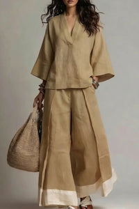 Willluxe® Boho Oasis Set Deep V Neck Tunic Palazzo Pants Resort Wear