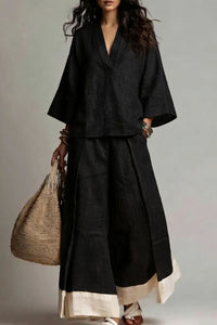Willluxe® Boho Oasis Set Deep V Neck Tunic Palazzo Pants Resort Wear