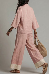 Willluxe® Boho Oasis Set Deep V Neck Tunic Palazzo Pants Resort Wear