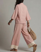Willluxe® Boho Oasis Set Deep V Neck Tunic Palazzo Pants Resort Wear