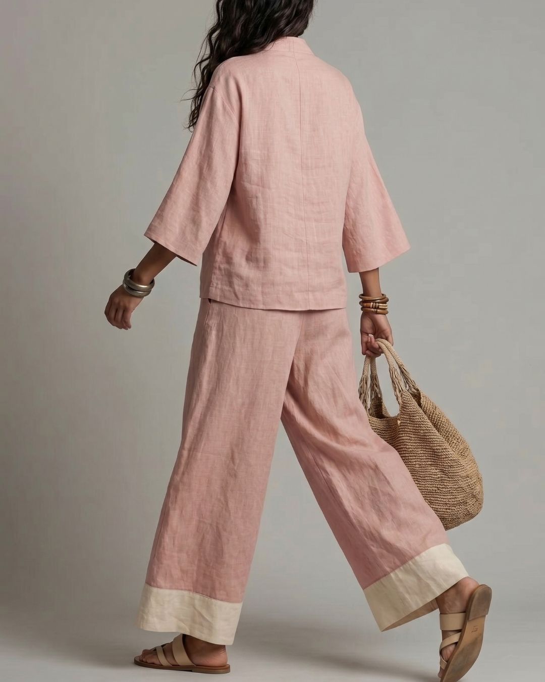 Willluxe® Boho Oasis Set Deep V Neck Tunic Palazzo Pants Resort Wear