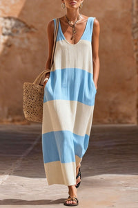 Willluxe® Striped Maxi Dress with Pockets Resort Summer