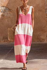 Willluxe® Striped Maxi Dress with Pockets Resort Summer
