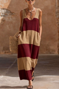 Willluxe® Striped Maxi Dress with Pockets Resort Summer