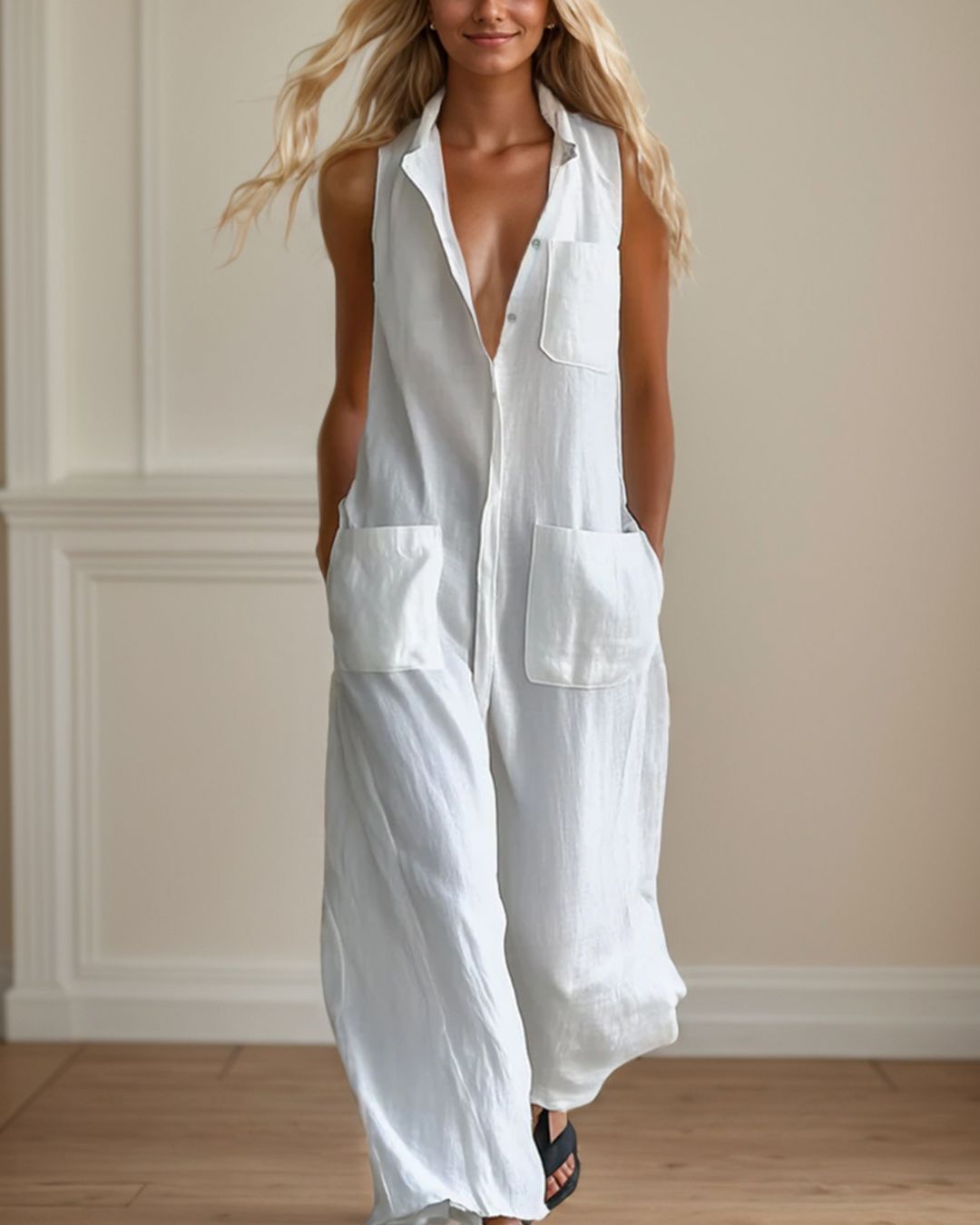 Willluxe® Casual Loose Retro Breathable Wide Leg Jumpsuit