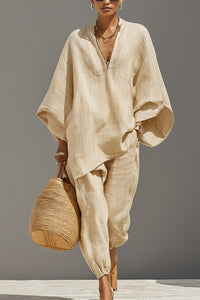 Willluxe® V-Neck Tunic Relaxed Fit Coastal Brunch Outfit