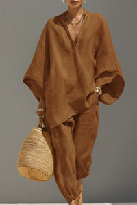 Willluxe® V-Neck Tunic Relaxed Fit Coastal Brunch Outfit