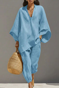 Willluxe® V-Neck Tunic Relaxed Fit Coastal Brunch Outfit